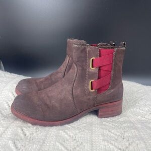 Rieker Womens EU 41 Brown Red Gusset Leather Fleece Lined Winter Boot Grip Style